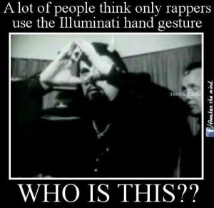 Anton LaVey, founder of the Church of Satan, making the sign of the all-seeing eye Source