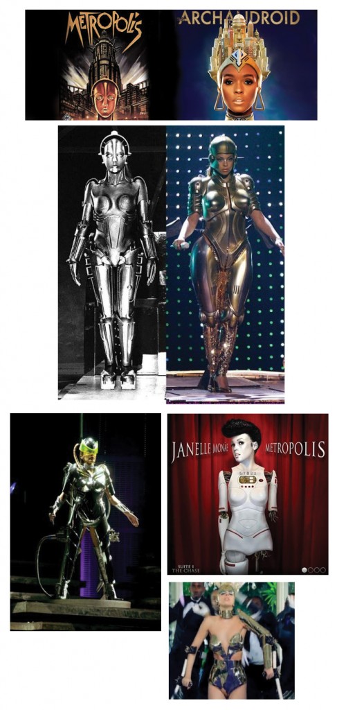 Female pop stars portraying the character of "Evil Maria" from Metropolis Source